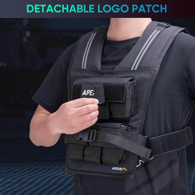 APEXUP Adjustable Weighted Vest Men 20lbs/30lbs/40lbs Weights with Reflective Stripe, Weight Vest Woman Workout Vest for Strength Training Running Walking