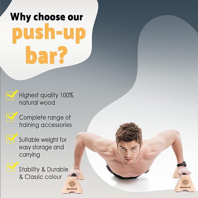 Premium Wooden Push Up Bars,Parallettes Bars for Calisthenics,Push Up Handles,Calisthenics Equipment for outdoor&home,Complete Push-Up Workout Kit,Solid rubber wood