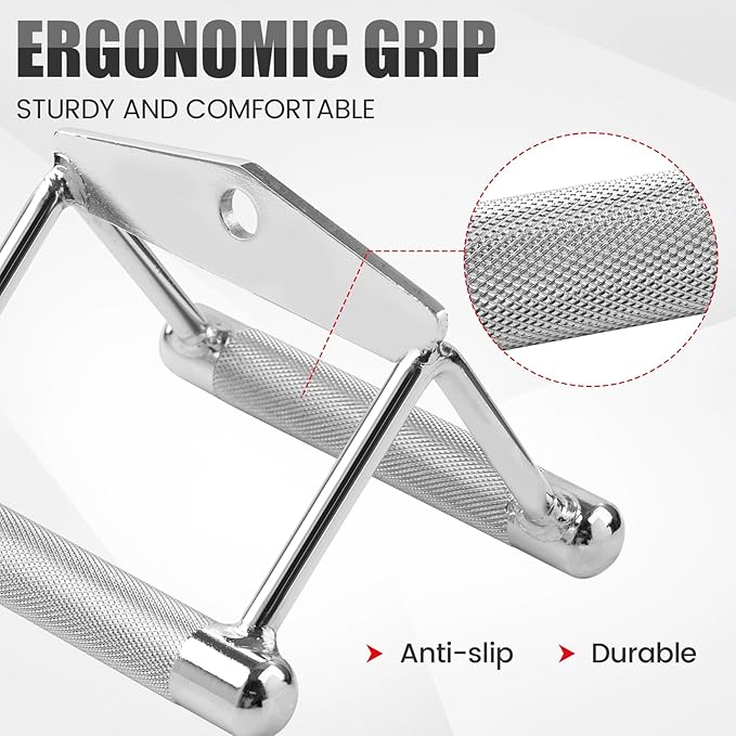 V-Shaped Bar Straight Rotating Bar Curl LAT Pull Down Bar D Handle Double D Row Handle LAT Pulldown Attachments Cable Machine Attachment for Home Gym