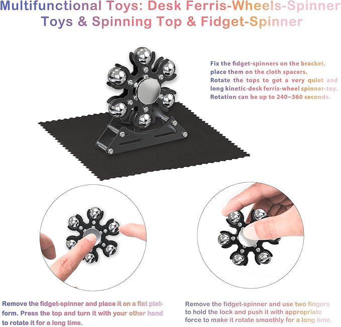 Desk-Toys for Fidget Ferris-Wheel-Spinner: 4mins Kinetic-Spinning Cool-Gadgets, Cool-Stuff Thing Toy for Office School Home Man Women Christmas, Stress-Relief Game Gifts for Adult Teen Children Kid
