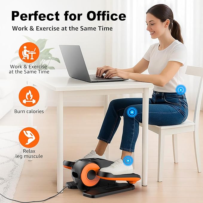 Under Desk Elliptical, Electric Leg Exerciser as Seen on TV for Seniors with 12 Adjustable Speed, Quiet Portable Electric Seated Pedal Exerciser Machine with Remote Control for Home Office