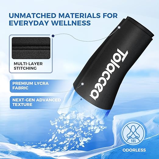 Elbow and Knee Ice Pack - Cold Ice Sleeve with Reusable Gel & Cold Therapy Compression for Knee, Shin Splints, Calf Strain, Flexible Ice Pack for Tennis Elbow, Tendinitis (Medium (Pack of 1), Black)