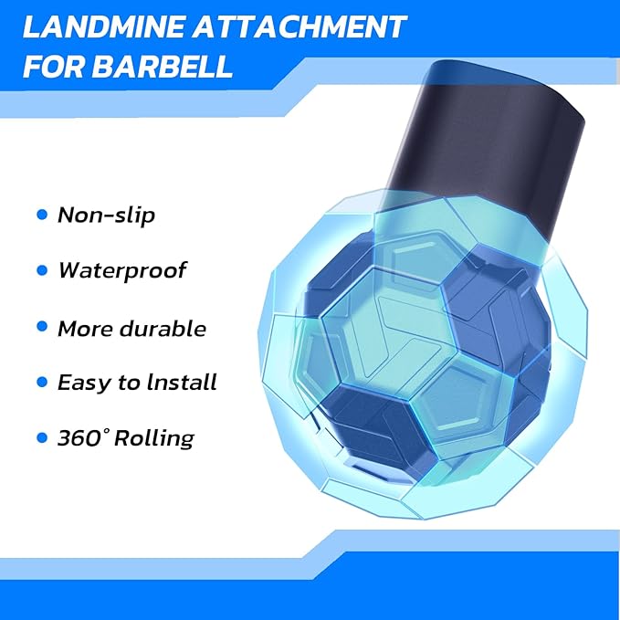 Landmine Attachment for Barbell 2 inch Olympic Bars Natural Rubber T Bar Row Attachment for Press, Row, Rotate, Split Squat Safety Sturdy and Easy to Use with 360ยฐ Rotation for Gym Home (Black)