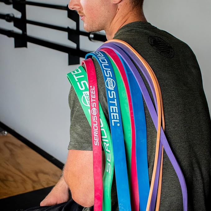 Serious Steel Fitness 32" Resistance Training Bands (Portable Exercise Band System Training Bands- Great for Individuals Under 5'10")