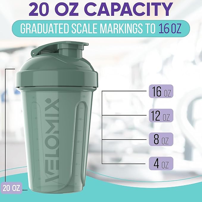 -6 PACK- 20 OZ Protein Shaker Bottles for Protein Mixes, Shaker Cups for Protein Shakes, Small Shaker Bottle Pack, Shaker Cup, Shakers for protein Shakes (Nature Tones - 6 Pack)