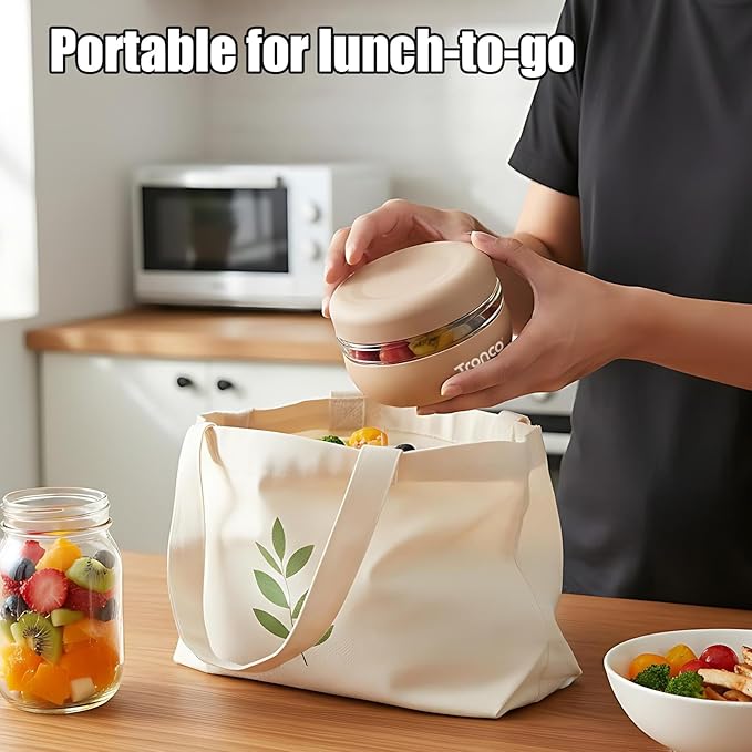 Tronco 16 oz Glass Food Storage Containers with Lids, Airtight, Leak & Spill Proof Glass Lunch Bowls for Meal Prep, Salad, Yogurt, Soup & Stew, Microwave & Dishwasher Safe, BPA-Free, Set of 4