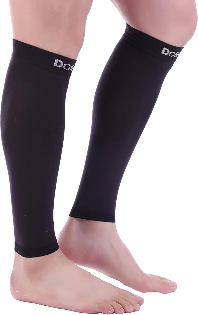 Doc Miller Compression Calf Sleeve for Men & Women, Premium Medical Grade, 15-20mmHg Graduated Support for Running, Calf Tear, Shin Splints, Knee High, Calf Sleeves, 1 Pair