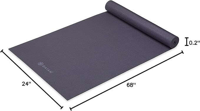 Gaiam Yoga Mat - Premium 5mm Solid Thick Non Slip Exercise & Fitness Mat for All Types of Yoga, Pilates & Floor Workouts (68" x 24" x 5mm)