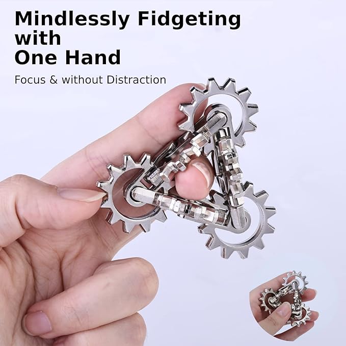 Infinity Gear Fidget Toy, Quiet Solid Metal Never Ending Fidget Toys, Keep Fingers/Hands Busy, Relieve Stress Anxiety, Unique Adults Fidget Toys for Office Home Gifts, Promotes Focus Avoid Bad Habits