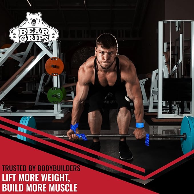 Bear Grips Lifting Straps - Gym & Weightlifting Straps for Men & Women, Deadlift Support, 2 Pairs