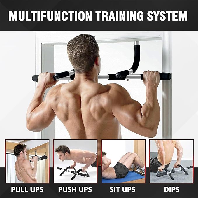 TOPOKO Upgrade Pull Up Bar for Doorway - Max Capacity 440 lbs, Portable Upper Body Workout Bar for Strength Training