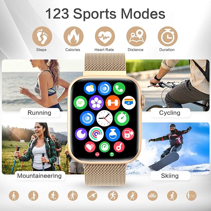 2025 Smart watches for Women with Blood Pressure Monitor, 1.9" AMOLED DA GPT AI Voice Smartwatch, 24/7 Heart Rate Stress Sleep Monitor,123 Sports Modes, IP68 Waterproof Fitness Tracker for Android iOS