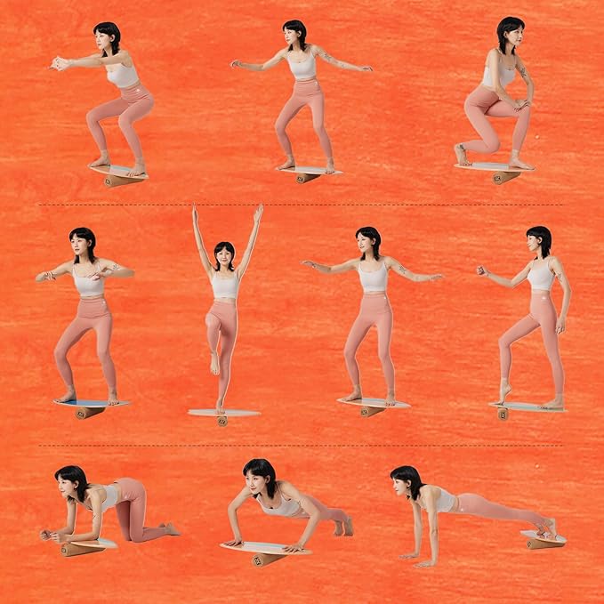 XCMAN Surf Balance Board Trainer with Roller Wooden Exercise Balancing Stability Trainer - Non Slip Surface for Adults Kids|Balance Board for Surfing,Snowboarding,Skateboarding,Hockey,Yoga Training