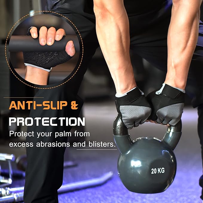 Sunnex Gym Gloves - Fingerless, Breathable Workout Gloves for Weightlifting, Cycling & More