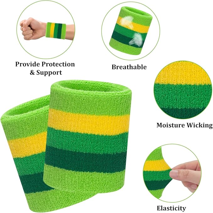 ONUPGO 6 Pieces Sweatbands Set - Sports Headbands Wristbands for Men & Women,Cotton Terry Cloth Sweatband for Tennis,Basketball,Gym,Working Out - Moisture Wicking Elasticity