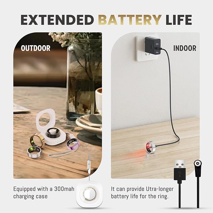 Smart Ring For Women Men, Health Tracker with Heart Rate, Blood Oxygen, Blood Pressure, Sleep Monitor, Step Counting, IP68 Waterproof Fitness ring, No App Fees for iPhone & Android (Black, 13#)