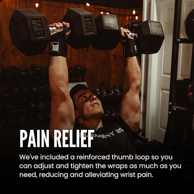Element 26 Weight Lifting Wrist Wraps 20" Heavy Duty Wrist Support Brace with Thumb Loop - Wrist Wraps for Strength Training and Wrist Protection, Wrist Wraps for Weightlifting for Men and Women