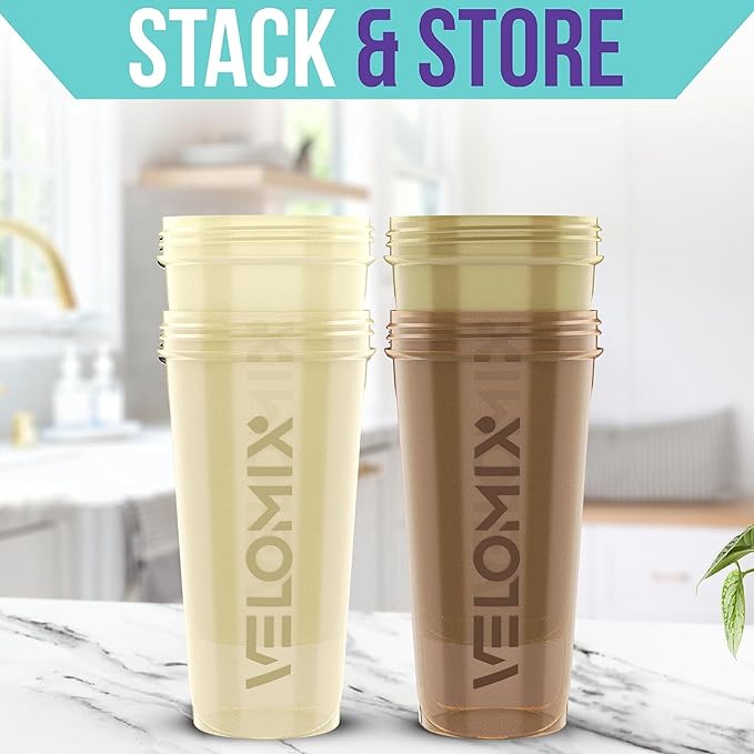 -4 PACK- 28 oz Protein Shaker Bottle for Protein Mixes - 4x Wire Whisk | Leak Proof Shaker Cups for Protein Shakes | Protein Shaker Bottle Pack | Protein Shake Cup (Brown)