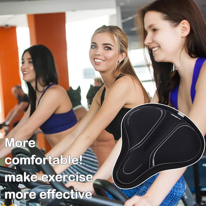 DAWAY Comfortable Bike Seat Cover - C3 Soft Gel & Memory Foam Padded Bike Seat Cushion for Women Men Seniors, Comfort, Fits for Peloton, Stationary, Exercise, Mountain and Cruiser Bicycle Saddles