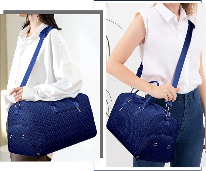 Duffle Bag for Travel, Weekender Bag with Shoe Compartment, Carry On Overnight Bag for Women with Toiletry Bag, Gym Bag with Wet Pocket, Hospital Bags for Labor and Delivery Beige