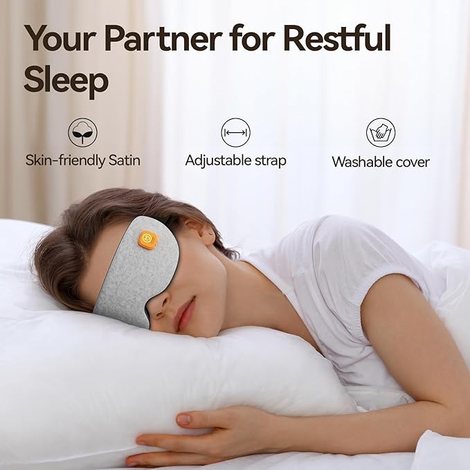 Heated Eye Mask, Cordless Warm Compress for Dry Eyes & Stye, Rechargeable Sleep & Blackout Eye Mask for Travel