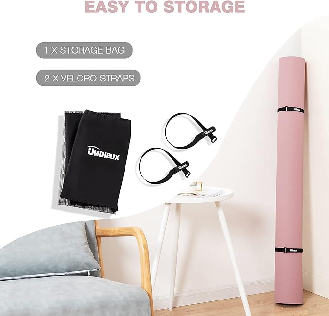 UMINEUX Large Yoga Mat for Men and Women 1/4 & 2/5 Inch Extra Thick TPE Fitness Mat for Home Gym Workout, Non-Slip, Eco Friendly Exercise Mat for Yoga, Pilates, Stretching, Meditation