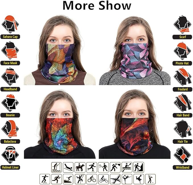 Headband Neck Gaiter Head Wrap Headwear Face Mask Magic Scarf Bandana for Men and Women