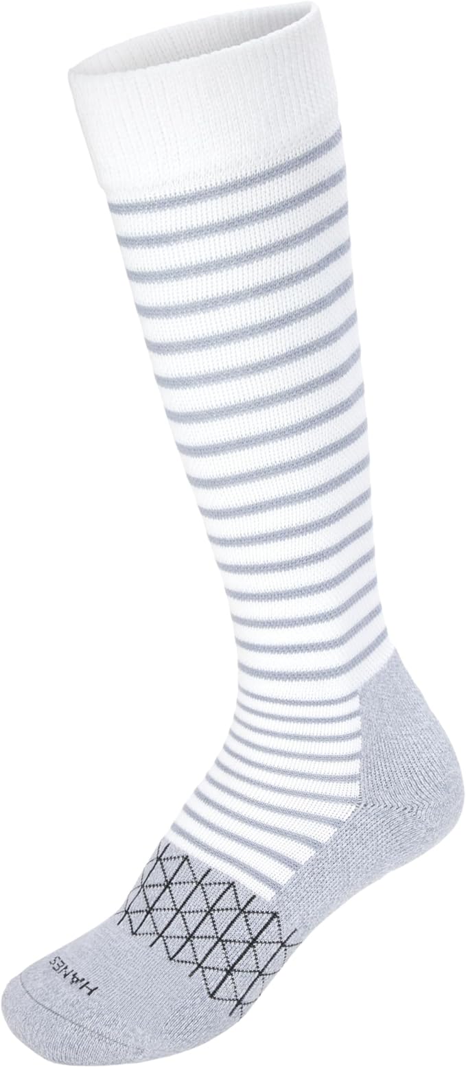 Hanes Women's Over-the-Calf Socks w/ Mild Graduated Compression, Absolute Wellness Non-Binding Cushioned Socks, 3-Pack