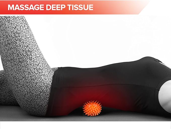 Spiky Massage Balls for Feet, Back, Hands, Muscles - Firm, Medium and Soft Spiked Massager Rollers for Plantar Fasciitis, Exercise, Neuro-Balance, Physical Therapy, 3-inch