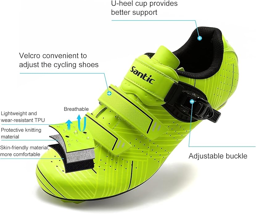 Santic Men's Cycling Shoes Road Cycling Riding Shoes Road Bike Shoes with Buckle- Roadway New