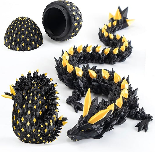 3D Printed Dragon Egg with Articulated Dragon Inside - Mystery Dragon Egg Fidget Toy, Sensory Desk Pet for Stress Relief, Stocking & Easter Basket Stuffers, Gift for Kids Ages 4+, Teens & Collectors