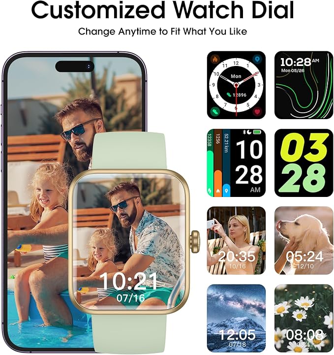 Smart Watch, Fitness Tracker, Heart Rate Monitor, Blood Oxygen, Sleep Tracking Fitness Watch 5ATM Waterproof Smartwatch for Men Women Pedometer Compatible with Android iOS