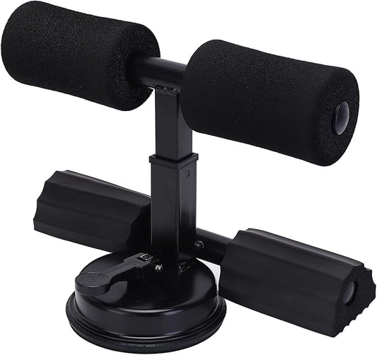 Black Sit Up Bar for Home Workouts - Abs Exercise Equipment with Foot Holder & Suction Cup Anchor