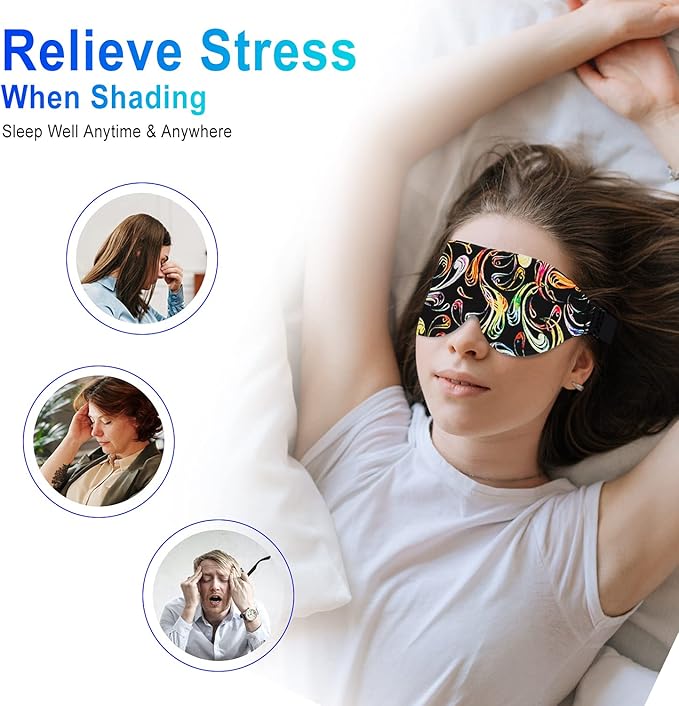 3D Sleep Mask, 100% Blackout 3D Contoured Sleep Eye Mask, Comfortable & Super Soft Sleeping Mask with Adjustable Straps for Women, Men, Sleeping Travel Yoga Naps (Colorful - Pack of 1)