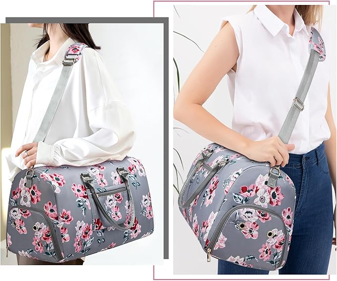 Duffle Bag for Travel, Weekender Bag with Shoe Compartment, Carry On Overnight Bag for Women with Toiletry Bag, Gym Bag with Wet Pocket, Hospital Bags for Labor and Delivery Beige