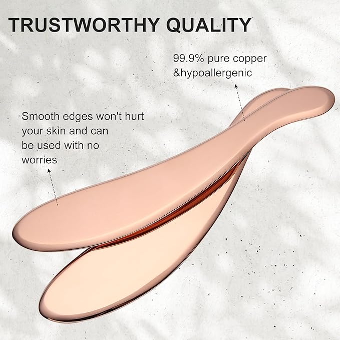 MagEnergy Gua Sha Tool Pure Copper Scraping Back Massager Guasha Board for Neck and Body Special Gifts for Grandparents Parents Friends