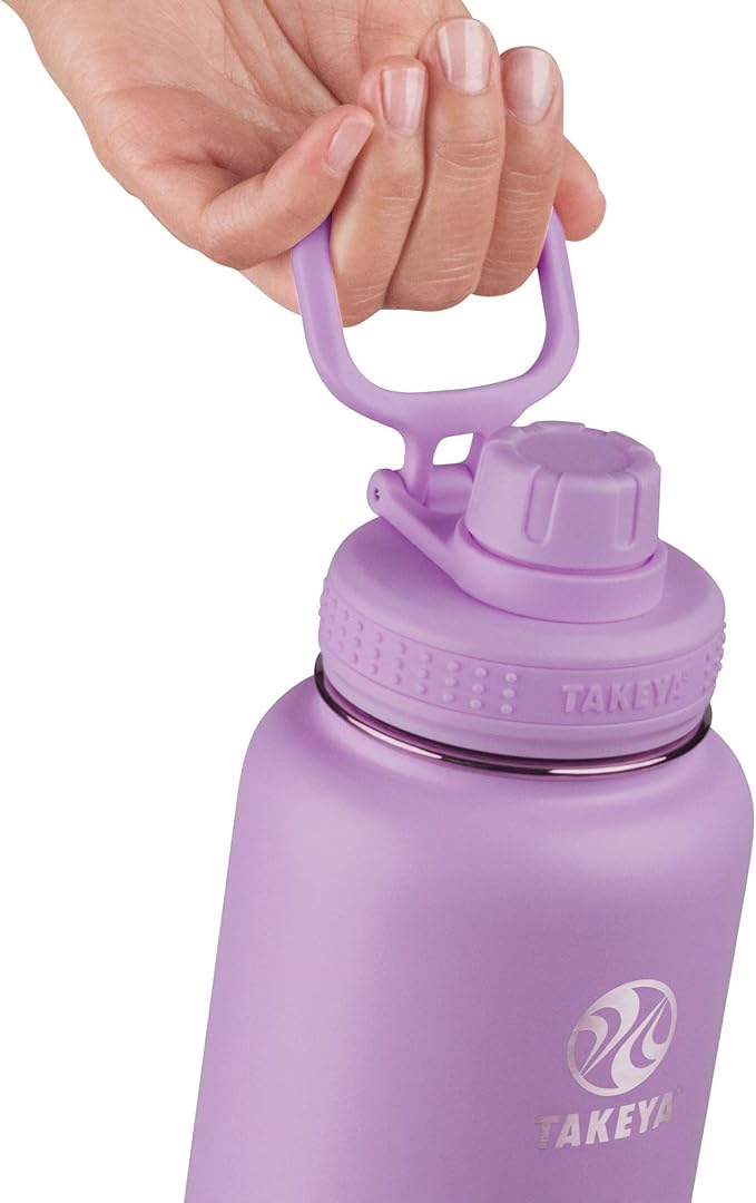 Takeya Actives Water Bottle with Spout Lid - Bottle with Double Stainless Steel Insulation - Dishwasher Safe & BPA-Free - Bottle with Spout Lid & Removable Bumper - 18 oz, Lilac