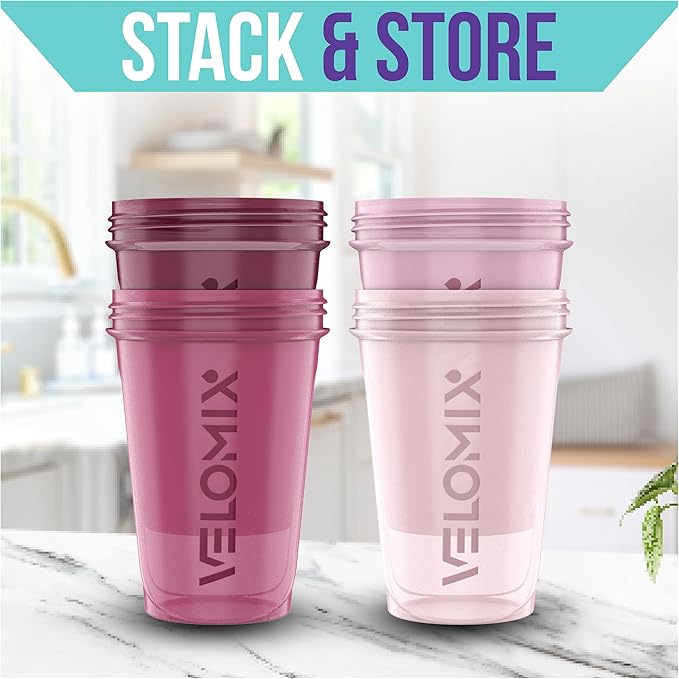 -4 PACK- 20 OZ Protein Shaker Bottles for Protein Mixes, Shaker Cups for Protein Shakes, Small Shaker Bottle Pack, Shaker Cup, Shakers for protein Shakes (Berry Blend)