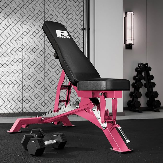 RITFIT Adjustable Weight Bench with Multiple Back Positions for Full Body Workouts, Incline, Decline, and Flat Settings for Home Gym Strength Training, 1300LB Capacity