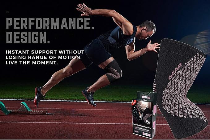 Physix Gear Knee Compression Sleeve for Men & Women - Best Compression Knee Brace for Walking, Running, Gym, Basketball, Weightlifting,Workout, Sports - Knee sleeves Support Compression & Stability