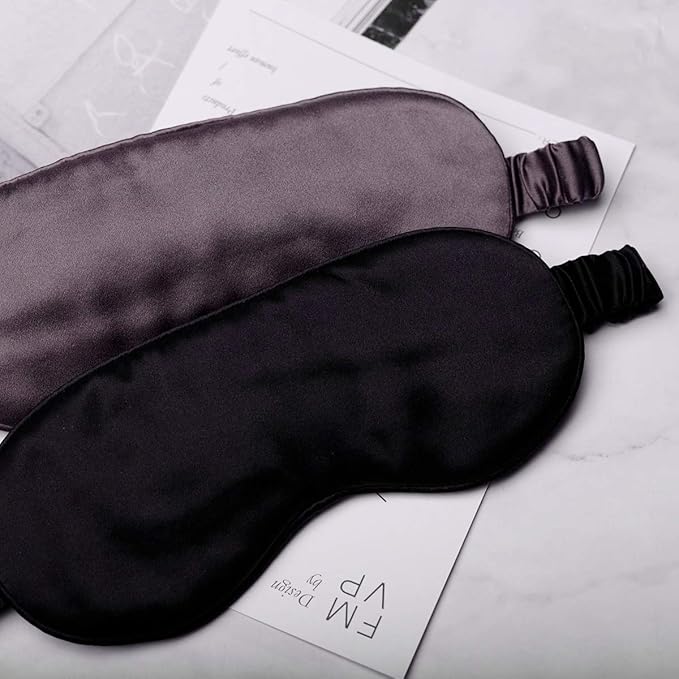 Silk Sleep Mask Light Blocking Luxury 100% Mulberry 19mm Silk Eye Mask Eye Cover Blindfold Ultra Soft Light & Comfy Anti Aging Skin Care with Travel Bag Gift Package