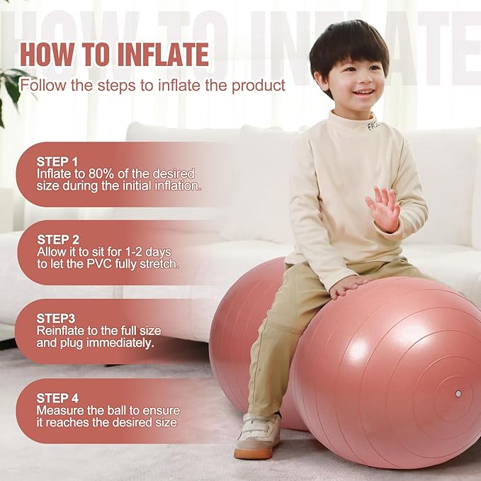INPANY Peanut Ball - Exercise Ball for Labor Birthing, Anti-Burst Physical Therapy for Kids, Core Strength, Flexible Seating, Home & Gym Fintness, Sensory Chair Wiggle Seat for Girls and Boys