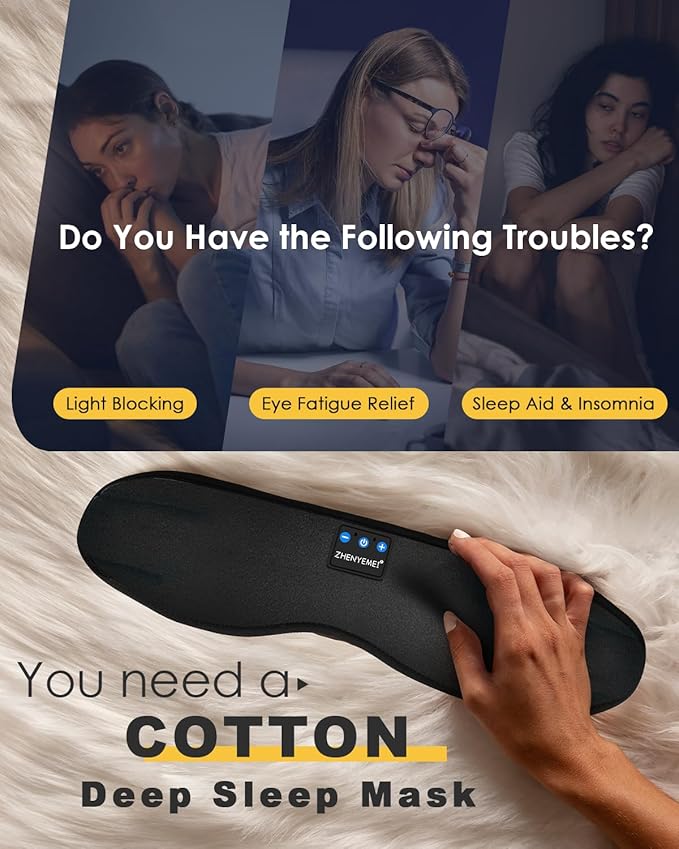 Sleep Headphones Bluetooth 5.4 Sleeping Eye Mask for Mom Women Men Wireless Music Earphones for Side Sleepers Built-in HD Speakers Cool Gadgets Unique Gifts