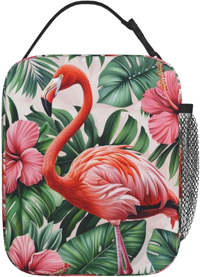 Lunch Box for Women Men,Pink Flamingo Insulated Lunch Box Reusable Portable Lunch Bag Cooler Tote Waterproof Lunch Container for Office Picnic Work Travel Hiking