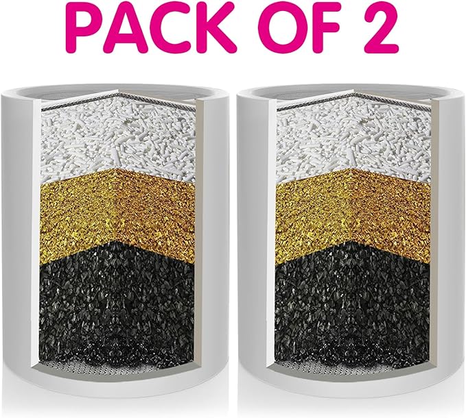 Enhanced Formula Multi-Stage Shower Filter Cartridge,High output Universal replacement filter cartridge, Remove Chlorine Heavy Metals and Other Sediments, Reduces Dry Itchy Skin(Pack of 2)