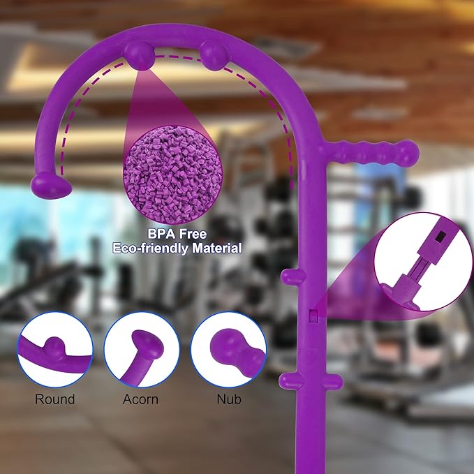 Massage Trigger Point Cane, Muscle Release Tool Self Massage Hook Cane, Handheld Back, Neck, Shoulder, Leg and Feet Massager Rod, Body Deep Tissue Gifts for Men & Women, Purple