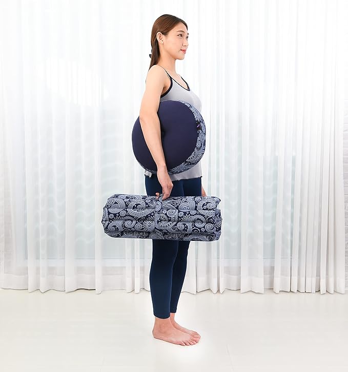 Leewadee Meditation Cushion Set – 1 Small Zafu Yoga Pillow and 1 Small Roll-Up Zabuton Mat Filled with Kapok
