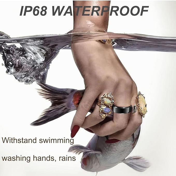 Smart Heart Rate Monitor & Sleep Tracker - Health Ring with Blood Pressure, Step Counter, Calories, Waterproof Fitness Ring for Women and Men