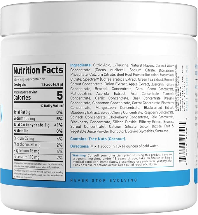 Kaged Hydration Electrolytes Powder | Glacier Grape | Hydra-Charge Sports Drink Mix | Pre, Post, Intra Workout | Low Carb, Vegan, Gluten Free | Supplements for Men & Women | 60 Servings