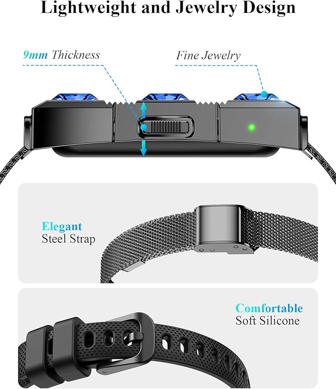 Smart Bracelet, Wearable Activity & Fitness Tracker Band, 24/7 Sleep Tracker, All-Day Continuous Heart Rate Blood Pressure Stress HRV Monitor, 170+ Sport Modes Smart Wristband with 2 Bands, Free APP